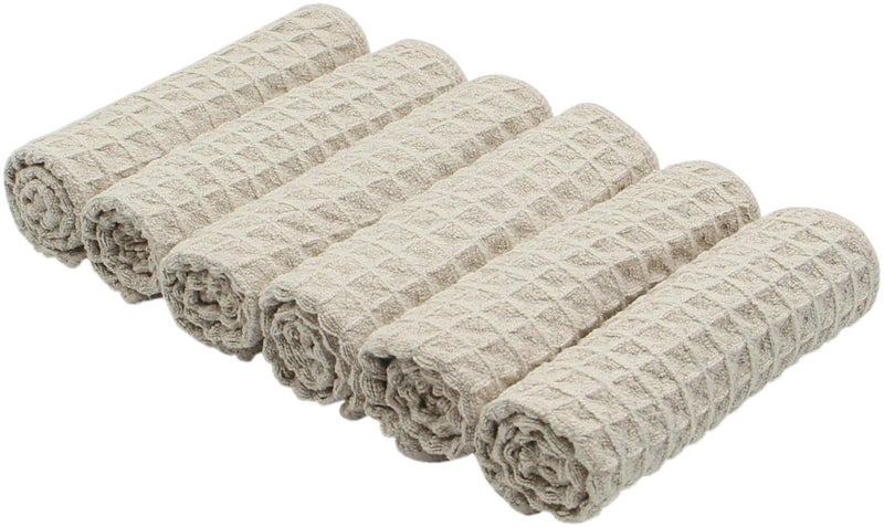 VeraSong Microfiber Kitchen Cleaning Cloth Thick Dish Rags Waffle Weave Washcloths Dish Cloths Ultra Absorbent Odor Free 12inch X 12inch 6 Pack Khaki - Image 4
